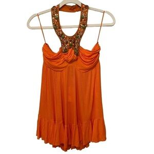 Free People Women’s Tangerine beaded halter top Size Medium